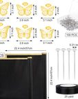 40 Sheets Flower Wrapping Paper Kit Floral Bouquet Wrap Paper with 2 Rolls Ribbons 100 Pcs Flower Pins 48 Pcs 3D Butterflies for Valentine Mother'S Day Wedding Birthday Graduation DIY Gift (Black)