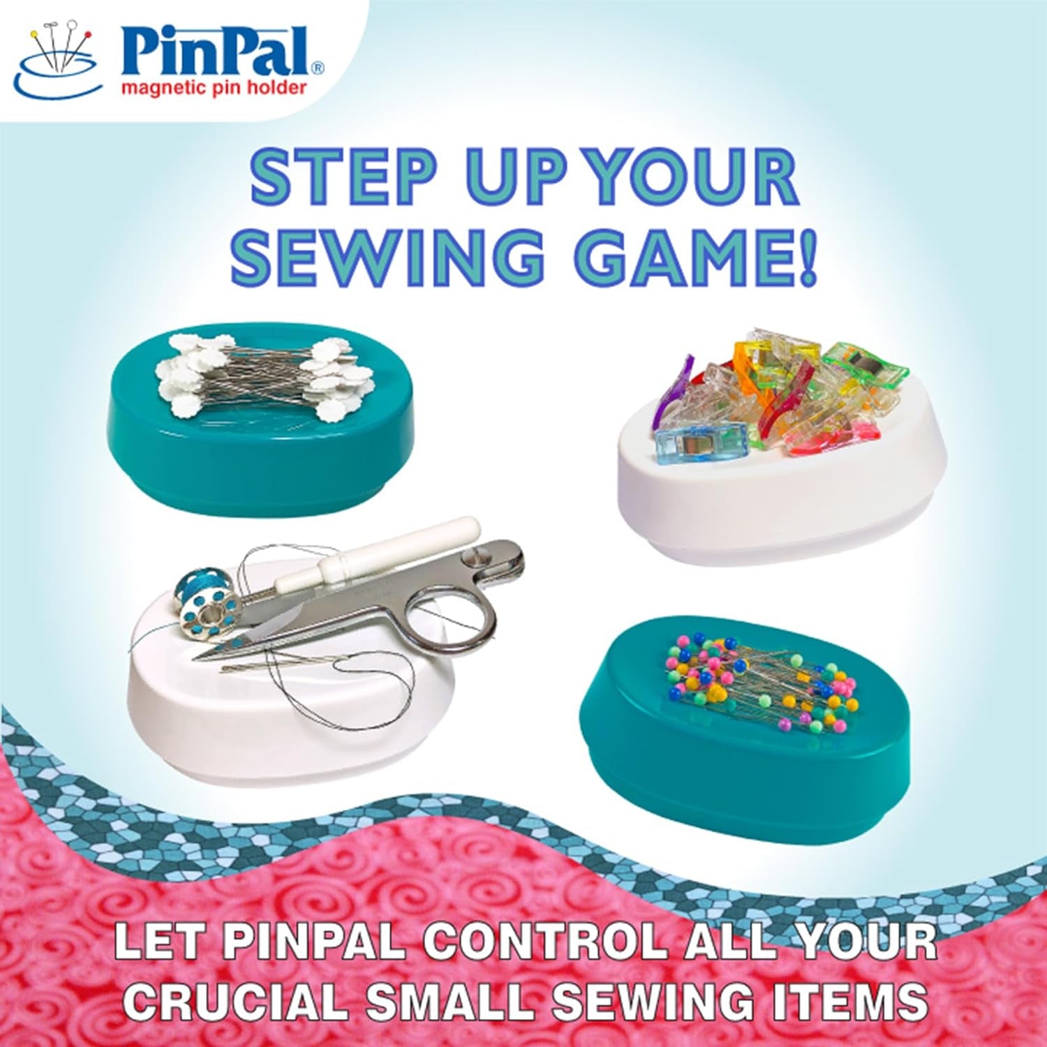 Pinpal Magnetic Pin Holder - Catch, Carry, Organize, Store Your Pins & Sewing Needles - Grab & Sew Pin Magnet for Sewing Pins - Magnetic Pin Dish - Sewing Notions & Supplies, Turquoise