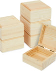 6 Pack Unfinished Wooden Boxes with Hinged Lids, Pinewood Magnetic Wood Box for Crafts, Jewelry Storage (3.5 X 3.5 X 2 In)
