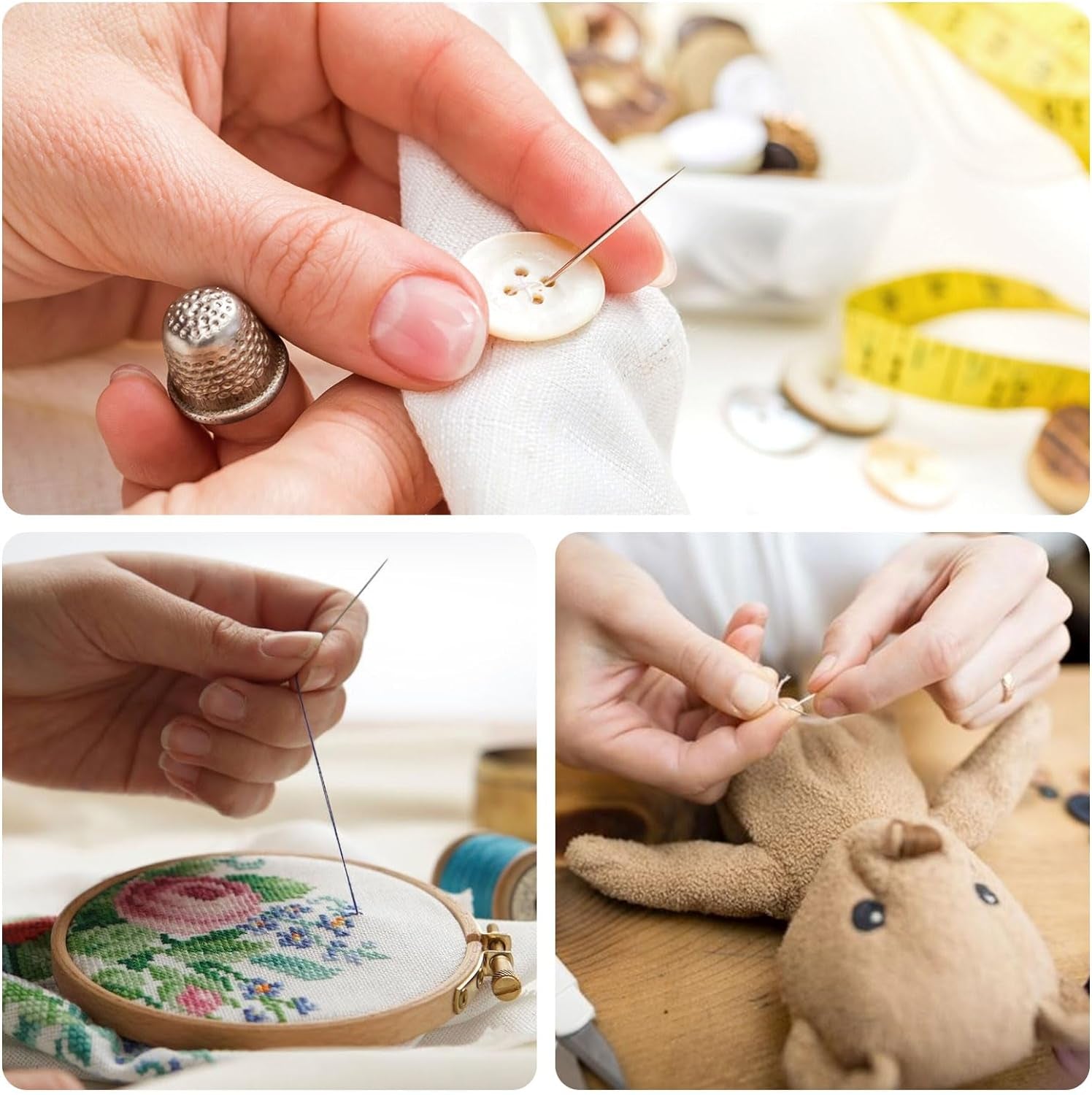 Premium Hand Sewing Needles Set,90-Count Assorted Embroidery Needles with Threaders,Thread Removal Knife, Thimble,Soft Tape Measure for Hand Sewing Repair