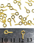 300PCS Small Screw Eye Pins,10 X 5Mm Eye Pins Hooks,Mini Screw Eye Pin Peg for Arts & Crafts Projects,Self Tapping Screws Hooks Ring for Cork Top Bottles & Charm Bead & DIY Jewelry Making (Gold)
