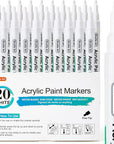 Black Paint Pens, 20 Pack Fine Tip Acrylic Paint Pens, Water-Based Quick Dry Paint Markers for Rock, Wood, Metal, Plastic, Glass, Canvas, Ceramic