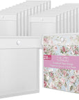 24 Pieces Scrapbook Paper Storage with Hook and Loop Closure, Plastic 12X12 Paper Storage Organizer with 30 Pieces Adhesive Stickers for Holding Scrapbook Paper, Vinyl Paper