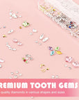 Tooth Gem Kit, DIY Crystals Jewelry Kit, 420PCS 24 Shapes Professional Fashionable Tooth Gems, Teeth Jewelry Starter Kit, Transparent