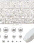 1400Pcs White Pearl Beads for Jewelry Making 3Mm to 14Mm Plastic Pearl Beads Loose round Faux Pearl Beads with Holes for DIY Crafts Earring Necklace Vase Filler and Home Decoration