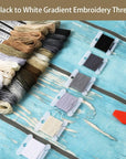 30 Skeins Friendship Bracelets Floss, Black to White Gradient Grey Embroidery Floss, Cross Stitch Threads with 6 Floss Bobbins, 2 Embroidery Needles and Needle Threader