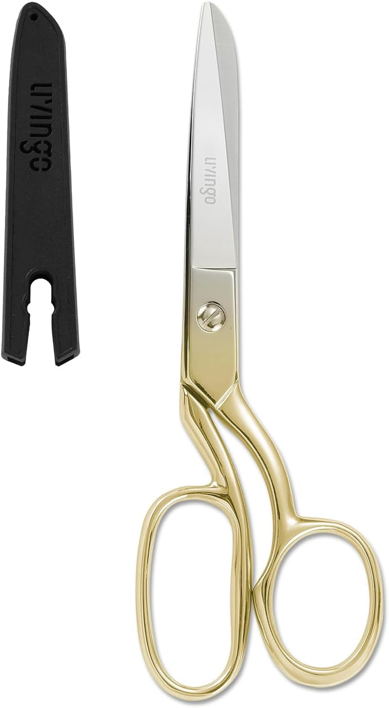 8" Professional Heavy Duty Tailor Fabric Scissors, Dressmaker Sewing Classic Stainless Steel Ultra Sharp Forged Shears, Bent