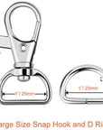 60Pcs Swivel Snap Hooks and D Rings for Lanyard and Sewing Projects (1” inside Width)