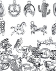 100 Pieces Western Cowboy Charms for Jewelry Making Alloy Antique Silver Cowboy Boot Hat Horse Cactus Charms Horse Western Pendant Cowboy Charms for Bracelet Necklace, 10 Styles