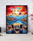 Landscape Diamond Painting Kits for Adults, DIY Hot Air Balloon Forest Diamond Art for Beginners Kits, Landscape Diamond Art Kit, round Full Diamond Gem Art Crafts Homedecor12X16 Inch