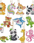 12 PCS Diamond Painting Keychains Kit Animals Diamond Art Ornaments Double Sided 5D Diamond Key Rings DIY Diamonds Pendants for Beginners Birthday Crafting Home Party Decor