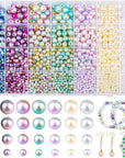 2200PCS Pearl Beads, 4/6/8/10Mm Multicolor Pearl Beads Loose Pearls for Crafts with Holes for Jewelry Making, Small Pearl Filler Beads for Crafting Bracelet Necklace Earrings