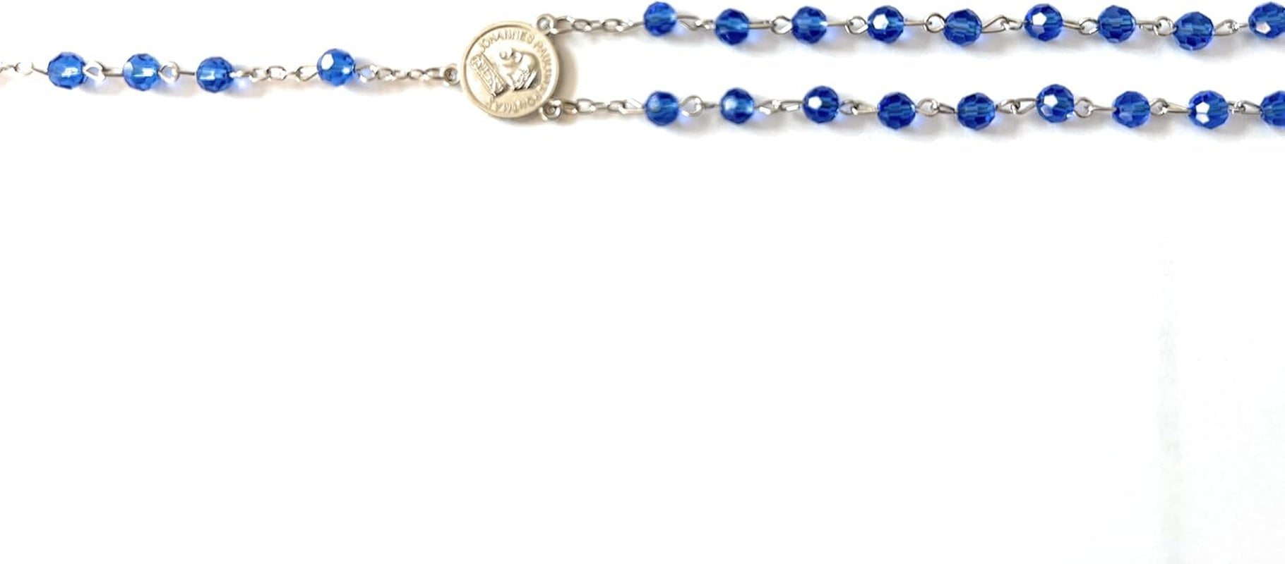 Made in Italy Blue Rosary Blessed by Pope Francis Vatican Rome Holy Father Crystal Glass Beads with Silver Toned Base Papal Cross Crucifix Blessing