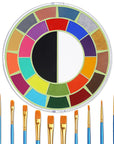 Face Body Paint Kit - 25 Colors Water Activated Painting Makeup Palette + 10 Blue Artist Paint Brushes Set Large Black & White Ideal for Halloween, SFX, Theater, Cosplay, Parties and Costume