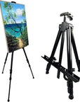 Portable Artist Easel Stand, Metal Tripod Adjustable Easel for Painting Canvases Height from 17 to 66 Inch,Carry Bag for Table-Top/Floor Didplaying and Wedding Signs,Black(1Pack)