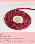 U Pick 10Yds 5Mm 3 Braided Cord Decorative Twisted Satin Polyester Twine Cord Rope String Thread Shiny Cord Choker Thread (11:Maroon)
