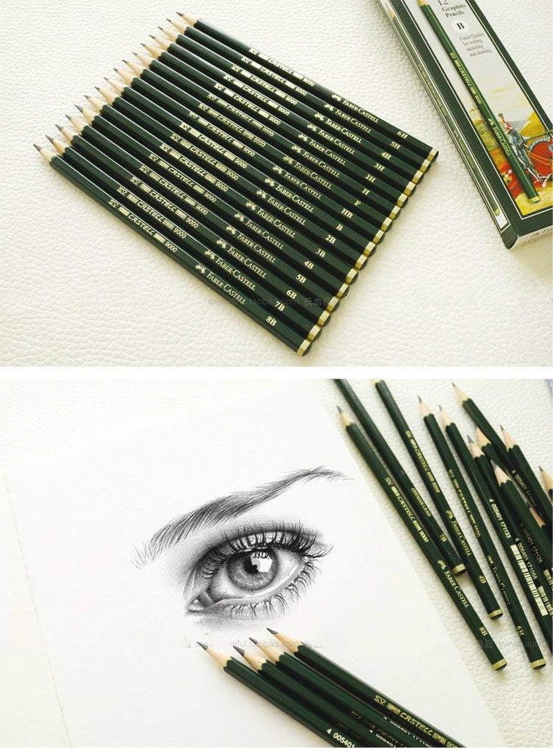 Pencils, Castell 9000 Graphite Pencils, 8B Pre-Sharpened Black Lead Pencils for Sketch, Shading, Drawing, Artist - Box of 12 (8B)