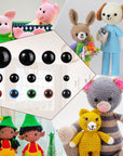 816 Pcs Safety Eyes for Crochet 6-30Mm Plastic Colorful Safety Eyes for Amigurumi with Washers Black Stuffed Animal Eyes for Craft Teddy Bear