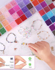 48000Pcs Glass Seed Beads Kit for Jewelry Making, 96 Colors 2Mm Small Beads with Pendant Charms and Letter Beads for Friendship Bracelet, Necklace Ring Making