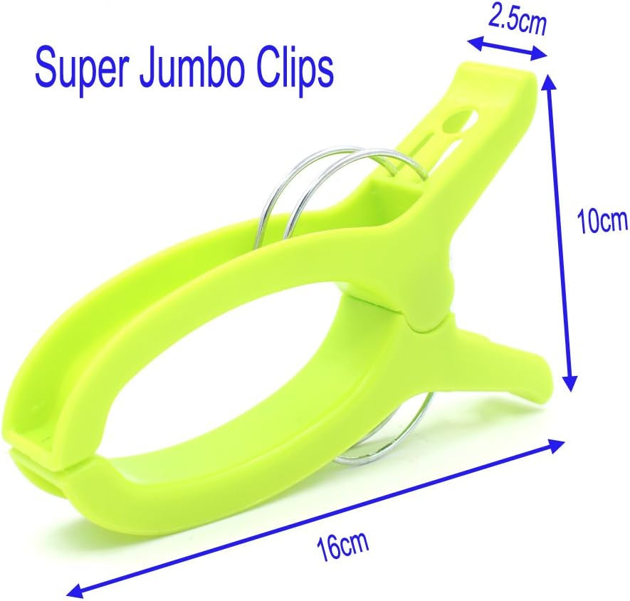 Set of 6 Super Jumbo Plastic Clips for Keeping Towels Sheets Quilts Clothes from Blowing Away