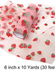 6 Inch X 10 Yards (30 Feet) Shiny Strawberry Tulle Rolls for DIY Crafts, Wedding, Baby Shower, Birthday Party Decoration (Pink)