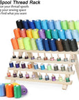 60 Spool Sewing Thread Rack with Hanging Hook, Wall Mounted Wooden Thread Holder Organizer for Embroidery, Hair Braiding, Sewing