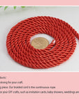U Pick 10Yds 5Mm 3 Braided Cord Decorative Twisted Satin Polyester Twine Cord Rope String Thread Shiny Cord Choker Thread (01 Red)