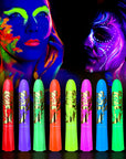 10 Color Glow in the Dark Face Paint,Uv and Black Light Neon Face and Body Painting Set Mardi Gras Halloween Masquerade Black Light Birthday Party Masquerade Party Supplies (10 COLORS)