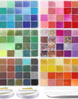 57600Pcs 2Mm Glass Seed Beads Small Craft Beads for DIY Bracelet Necklaces Crafting Jewelry Making Supplies with Beading Needles Elastic Strings (144 Colors, 400Pcs per Color)
