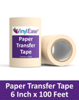 6 Inch X 100 Feet Roll of Paper Transfer Tape with a Medium to High Tack Layflat Adhesive. Works with a Variety of Vinyl. Great for Decals, Signs, Wall Words and More. American Made V0820