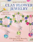 Clay Flower Jewelry Crafting Kit - 120 Pcs with Sculpting Tools, Beads, Charms, 11 Clay Colors - Create 3 Flower Friendship Bracelets and 3 Necklaces - Perfect Girls Gift Set