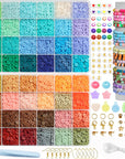4300+ Clay Beads Bracelet Making Kit,24 Colors Flat Preppy Beads for Friendship Bracelets,Polymer Heishi Beads with Charms,Gifts Crafts Set for Girls 8-12