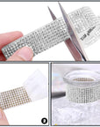 3 Yards Self-Adhesive Crystal Rhinestone Ribbon, Diamond Bling Strips with 2 Mm Rhinestones Tape for Arts Crafts Wedding Birthday Party DIY Event Car Phone Decoration(Silver)