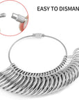 Ring Sizer Measuring Tool Kit, 27 PCS Stainless Steel Measuring Ring Tool, US Ring Size 0-13 with Half Size, 2 PCS Reusable Finger Size Tape with Magnified Glass 1-17 USA Rings Size