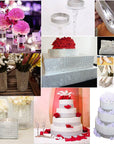 Bling Rhinestone Diamond Mesh Ribbon Wrap, Silver Acrylic Bling Diamond Wrap Ribbon for Wedding, Cake, Vase Decorations, Party Supplies (30Ft)