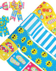 4 Rolls Summer Wired Ribbon 24 Yards Flip Flop Fabric Decorative Ribbon Summer Theme Sunshine Fabric Ribbon Beach Party Stripe Craft Ribbon for Summer Wreath Bow DIY Craft Wrapping, 2.5 Inch