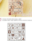 Pack of 25 Pcs Small Heart Shape Wooden Rubber Stamps with Box for DIY Craft Card and Photo Album (Red)