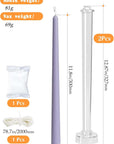 2-Pack Taper Candle Mold,Candle Body Molds for Candle Making,Clear Plastic Pillar Candlestick Candle Mold,Classic Tall Taper Mold for Church Christmas Candlelight Dinner Valentine'S Day (12.87Inch)