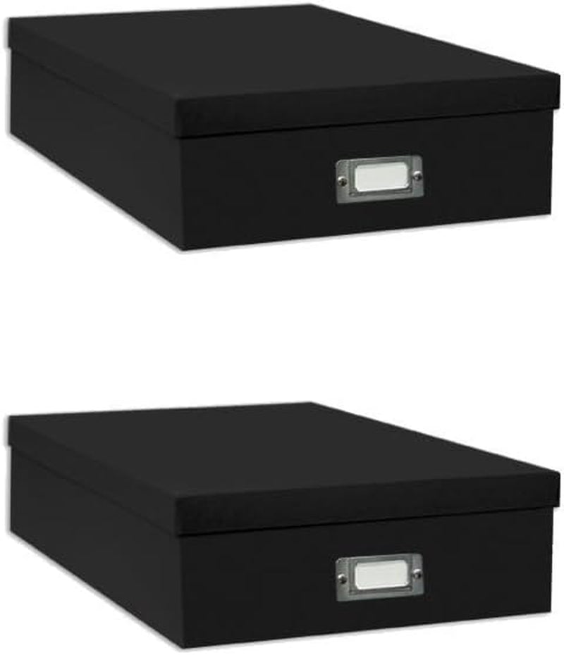 Pioneer Jumbo Scrapbook Storage Box, Black, 14.75 Inch X 13 Inch X 3.75 Inch (Two Pack)