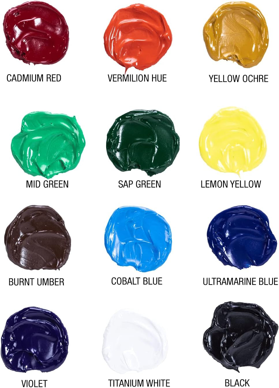 Premium Oil Paint - Set 12 Colors, Maximum Strength Pigmented Oil Paints for Professionals, Students,