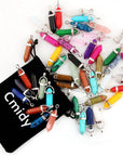 Mutilcolor 50Pcs Gemstone Bullet Meditation Healing Pointed Chakra Crystal Stone Random Color Pendants for Necklace Jewelry Making