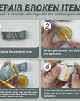 Bio Kintsugi Repair Kit Gold, Kintsugi Food Safety, Repair Your Meaningful Pottery with Bio Kintsugi Glue, Food Dishwasher Safety, Perfect for Beginners, Bring Japanese Art to Your Home