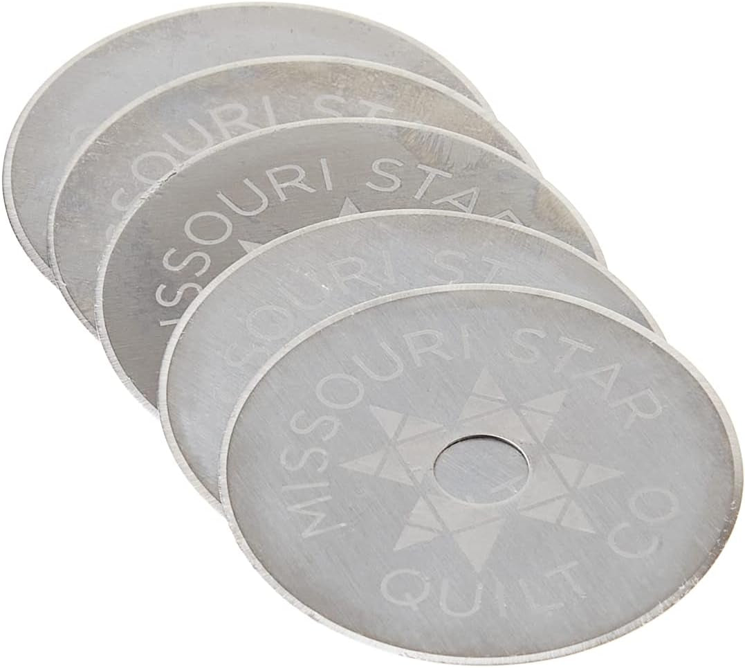 Missouri Star Universal Rotary Cutter Blades 45Mm, 5 Pack | Super Sharp Replacement Blades, Fits All Rotary Cutter Handles | Fabric Trimmer Refill for Quilting and Sewing Projects