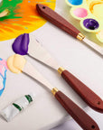 Painting Knife Set Painting Mixing Scraper Stainless Steel Palette Knife Painting Art Spatula with Wood Handle Art Painting Knife Tools for Oil Canvas Acrylic Painting (2 Pieces)