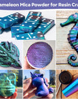 Chameleon Mica Powder 4 Colors Shift Pigment Powder Shimmer Holographic Mica Powder Chrome Epoxy Resin Tumbler Nail Art Polymer Clay Slime Makeup Acrylic Paint