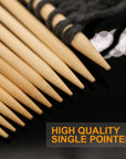 36PCS Bamboo Knitting Needles Set, Single Pointed Knitting Needles, 9 Inches Length Knitting Crochet Supplies for Beginners Handmade (18 Sizes from 2.0Mm-10.0Mm)