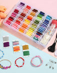 985Pcs String Bracelet Making Kit, Friendship Bracelet String Kit with 110 Skeins Embroidery Floss Cross Stitch Thread, 830 Beads for Friendship Bracelet Making, 45Pcs Embroidery Tools