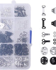 FASHIONTOAD 50 Pairs 3 Styles Skirt Hooks and Eyes Sewing Hook, Sewing Snaps Clothing Fixing Tools with Metal Snaps Buttons Fasteners Press Studs for Trousers Skirt Dress Sewing and Crafting