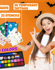 Face Painting Kit for Kids - 20 Colors Water Based Non Toxic Face Paint Kit, Professional Face Paint for Kids with Stencils & Brushes - Parties, Birthdays, Halloween Face Body Makeup Kit