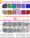Hotfix Applicator, DIY Hot Fix Rhinestone Setter, Hot Fixed Wand Kit, 4536 Pcs, AB, Clear, 12 Colors, Gem Picker, Brush, Trays, Bag, Bedazzler Kit with Rhinestones